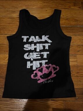 Black Graphic Tank Top - "Talk Shit Get Hit" emo scene alt
